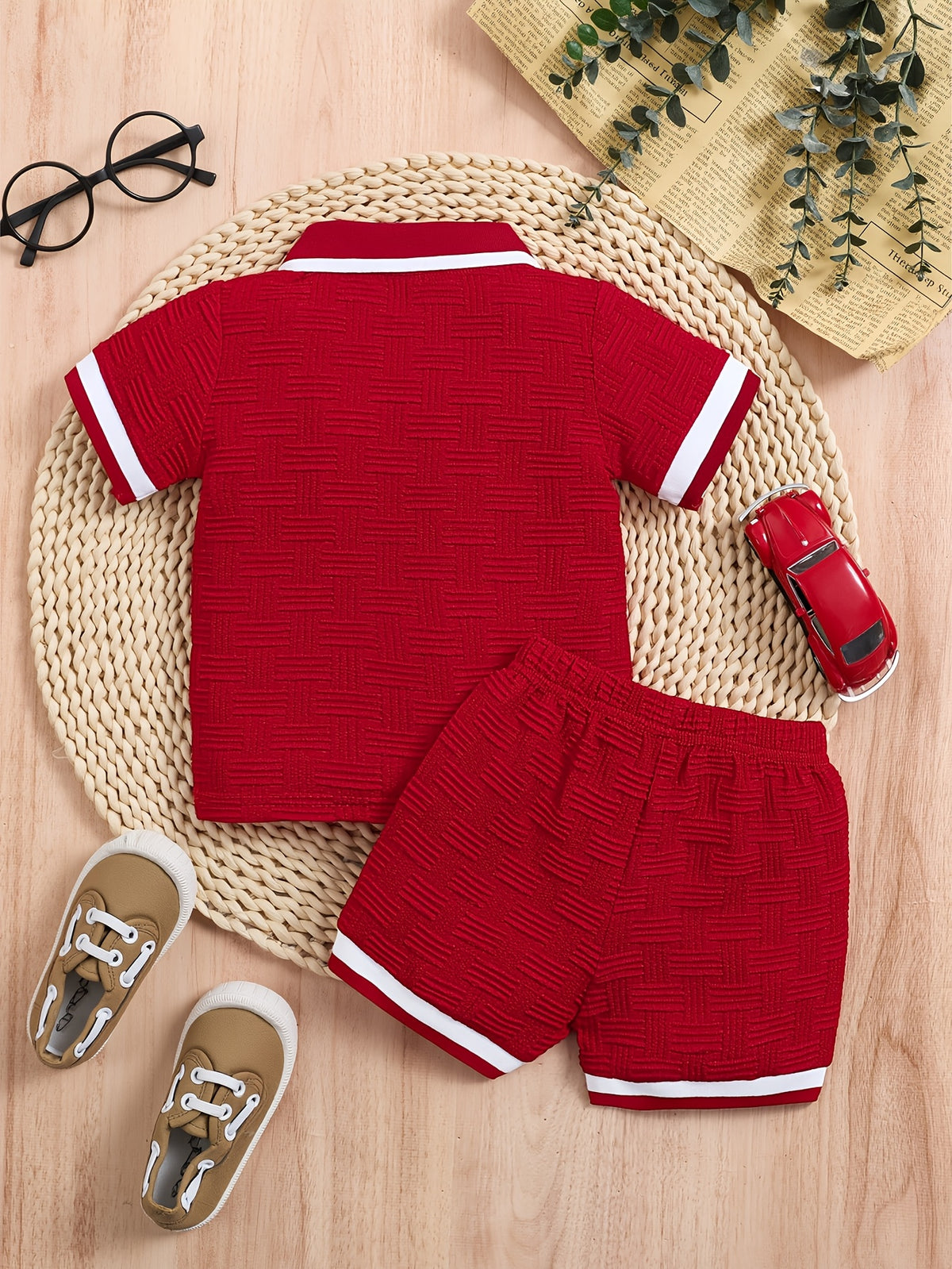 Boys' Summer Polo Shirt & Shorts Set - Preppy Casual Outfit - ayq