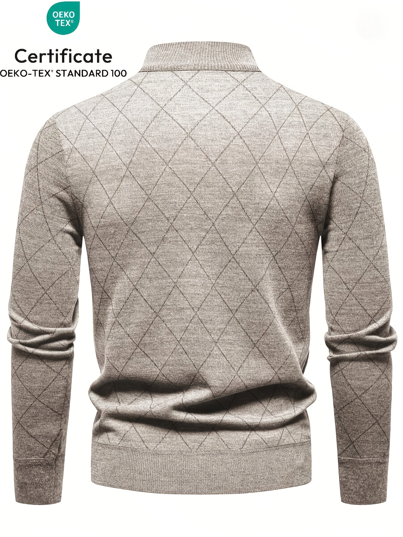 Men's Casual Quarter Zip Knit Sweater with Geometric Pattern