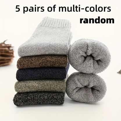 Men's 5-Pack Thick Wool Blend Mid-Calf Socks for Winter