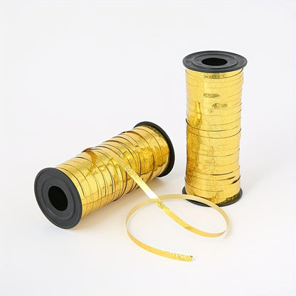 1pc91.44 meter Laser Golden/Silvery ribbon, Holiday supplies Wedding House Layout Christmas accessories Balloon Ribbon Balloon ribbon Ribbon banner Hanging flag Wedding party cake Gift wrap sealing rope Flower decoration supp