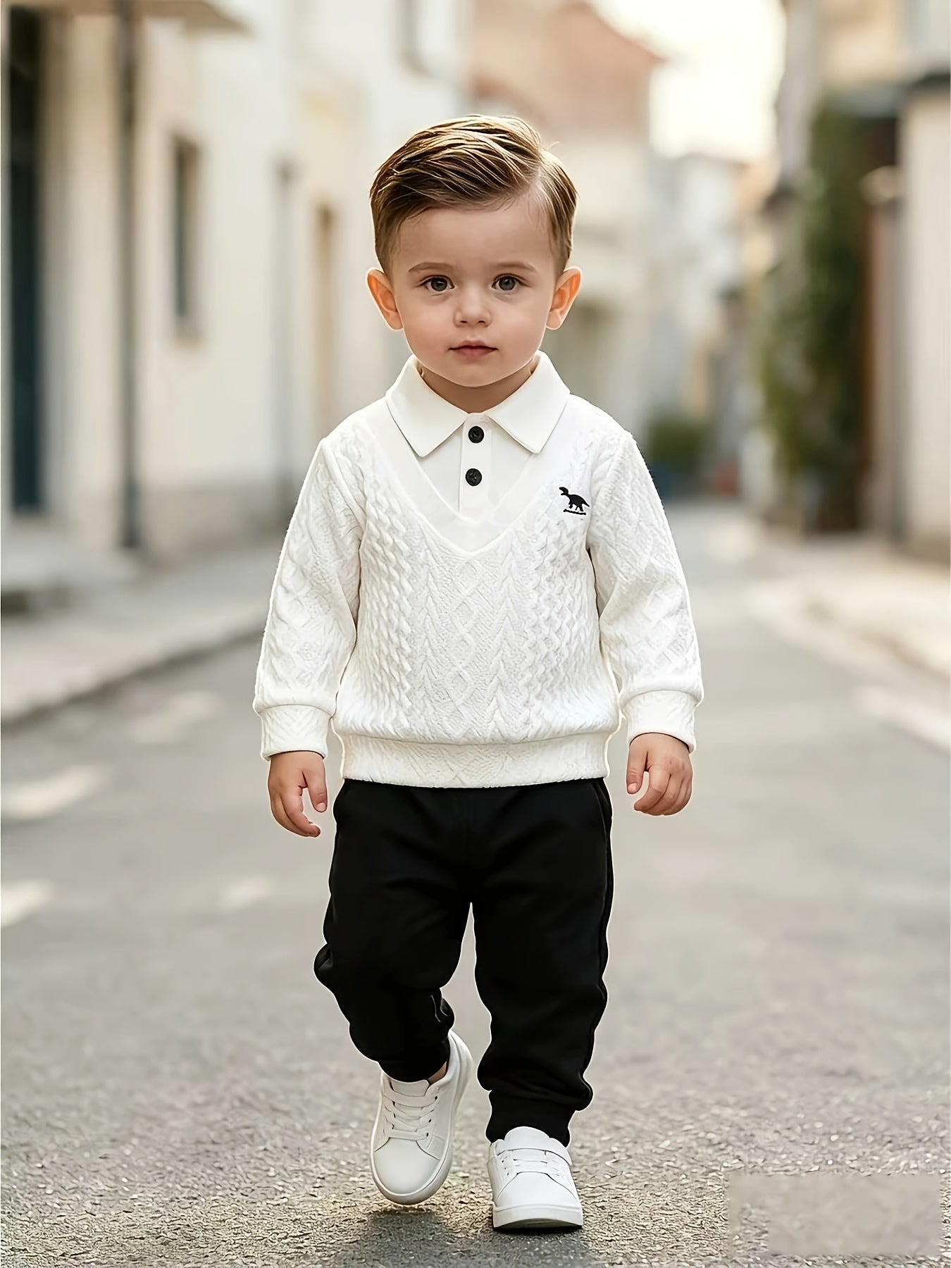 Baby Boy Fall Winter Dinosaur Print Shirt & Sweatpants Set