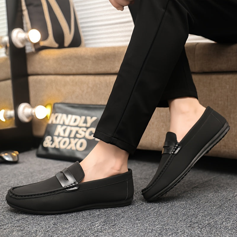 Men's PU Round-Toe Casual Loafers, Light and Comfortable