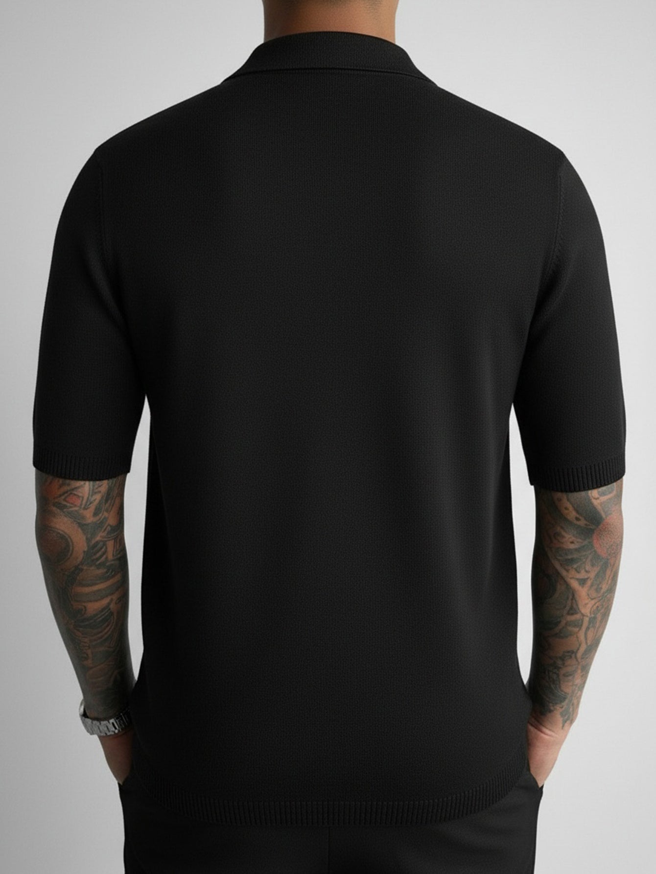 Men'S Short Sleeve Knit Polo Sweater with Lapel Collar and Zipper | Casual Solid Color Top, Slight Stretch Fabric, Ideal for Beach, Going Out, and Casual Occasions - ayq