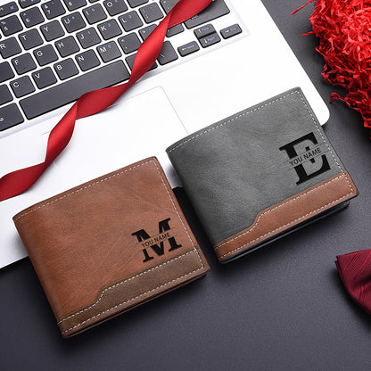 1pc Custom Engraved Wallet | Personalized Letter Name Engraving, Unisex Multi-Card Slot Zippered Wallet, Durable Casual Design, Ideal for Valentine'S Day, Anniversary, Birthday Gifts, Faux Leather