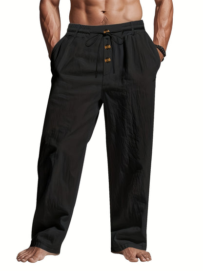 Men's Lightweight Linen Casual Pants with Drawstring Waist