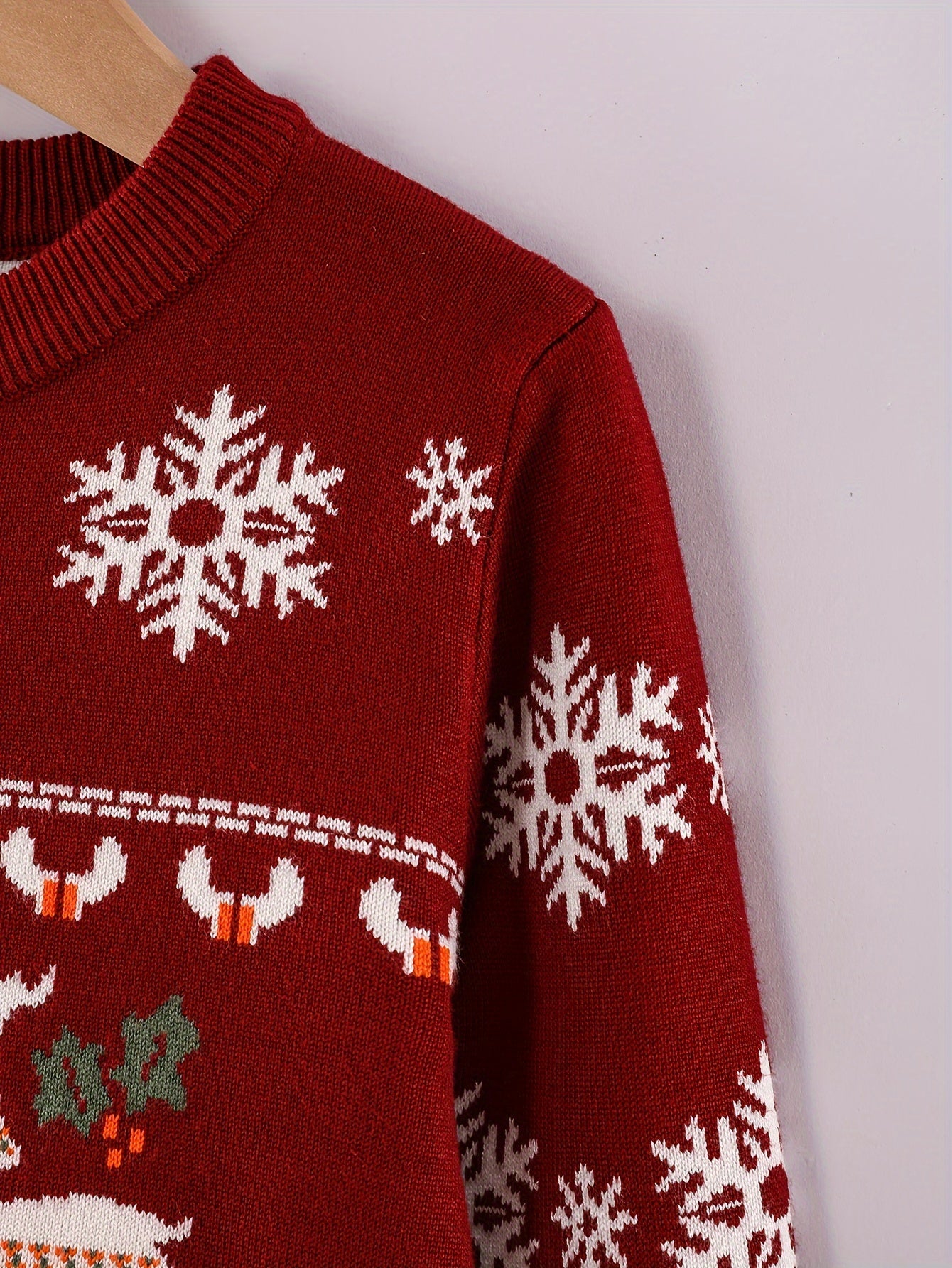 Boys' Sweater Christmas Autumn Winter Casual Fashion Sweet Romantic Loose Comfortable Round Neck Pullover Suitable for Daily Wear, Vacation, and School Knitwear