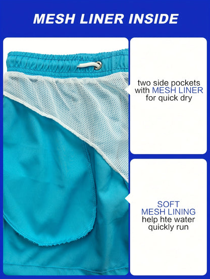 Men's Quick-Dry Flamingo Print Lightweight Beach Shorts