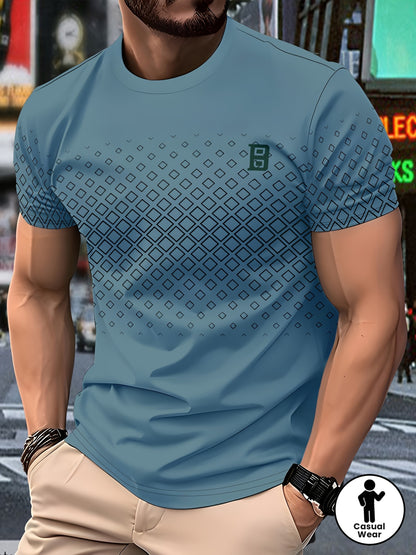 Men's Casual Crew Neck T-Shirt - 100% Polyester, All-Season Comfort
