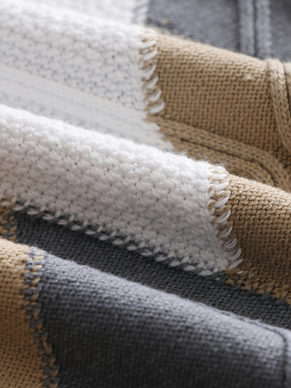 New Fashion Men'S Pullover with Color-Blocked Knitted Long Sleeves from Tie Mu Zhen OBM.