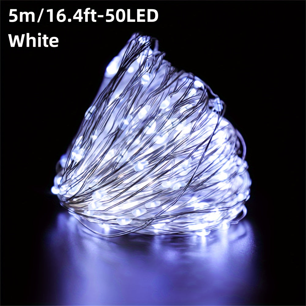 1pc, LED USB Fairy Lights, USB Powered Copper Wire Garland String Lights for Home Wall Room Holiday Party Wedding Festival Indoor Bedroom Table Ramadan Halloween Christmas Decoration, Best for Christmas