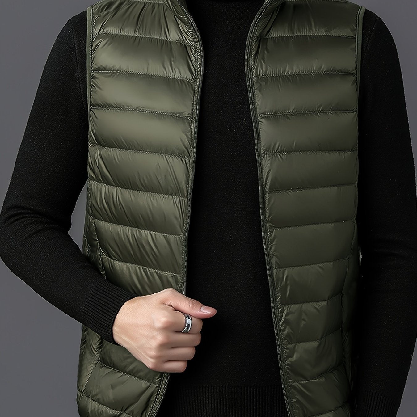 Men's Fashion Solid Color Single Vest, Youth Outdoor Sports Casual Jacket, Men's Spring Autumn Thin Stand Collar Cardigan Vest - ayq