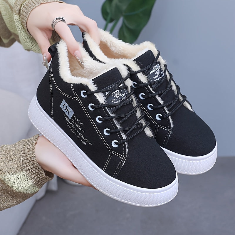 Women's Winter Snow Boots with -Like Collar & Plush Lining - Anti-Slip PVC Sole, Thick Warm Brown/Beige Synthetic Upper - s/ Compatible for Ice, Snow, Slush - Cold Weather Traction