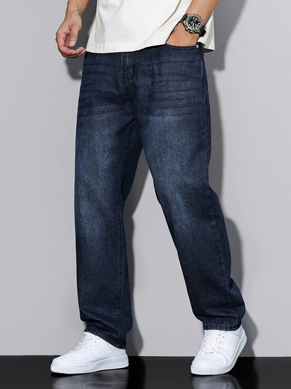 Teen Mid-Rise Straight-Leg Dark Blue Denim Jeans