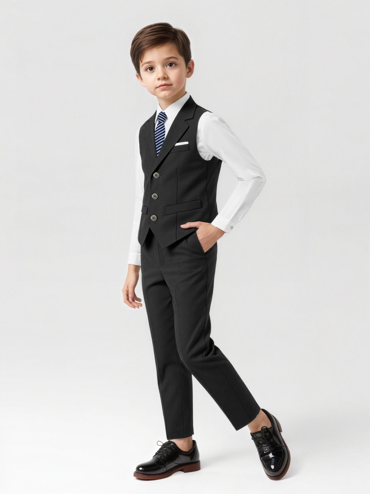 Boys' Casual Suit Vest, Pants & Tie Set for Formal Occasions