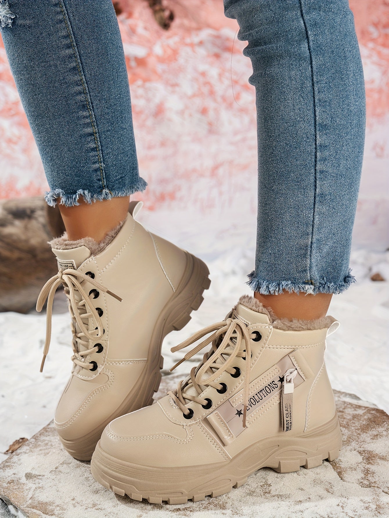 Women'S Winter Snow Boots - Warm Lined, Non-Slip, High-Top Outdoor Casual Shoes with Ribbed Cushioning, Black, Perfect for Cold Weather Activities, Winter Footwear | Stylish Winter Boots | Durable Footwear