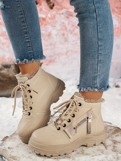 Women'S Winter Snow Boots - Warm Lined, Non-Slip, High-Top Outdoor Casual Shoes with Ribbed Cushioning, Black, Perfect for Cold Weather Activities, Winter Footwear | Stylish Winter Boots | Durable Footwear