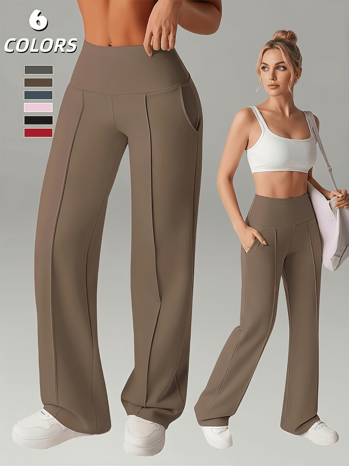 Women’s High-Waist Wide-Leg Leggings with Pockets