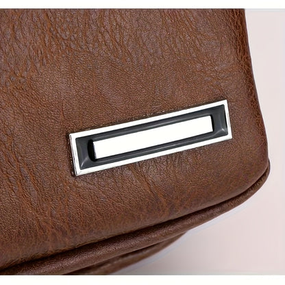 2025 New Men'S Fashion Chest Bag - Soft Faux Leather Anti-Theft Crossbody Bag with Multiple Compartments, Adjustable Strap  Zipper Closure for Gym, Travel, Casual Outings (Brown), Secure Travel Pouch, Textured Finish
