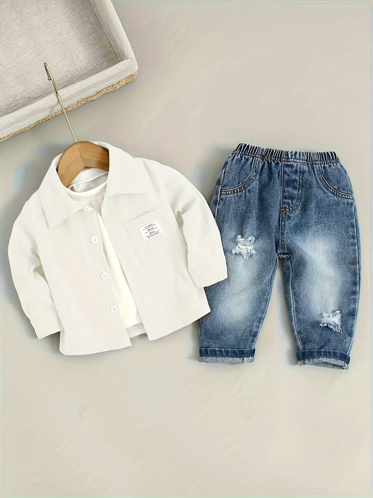 Boys' Cotton Blend Shirt and Jeans Set for Fall/Winter