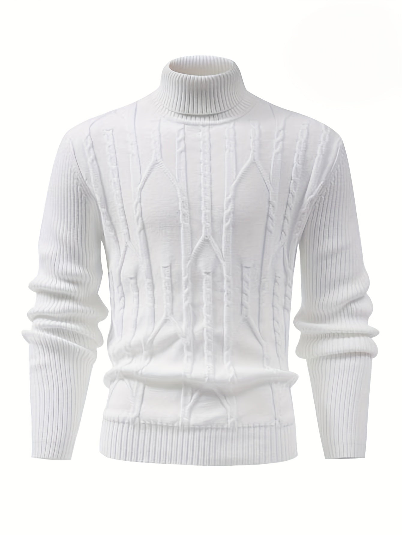 Men'S Solid Color Turtleneck Sweater, Highly Elastic, Stylish, Comfortable, And Warm Top, Suitable for Outdoor Wear in Autumn And Winter, Base Layer Sweater, Striped Knitted Turtleneck Sweater - Long Sleeve Pullover, Featurin