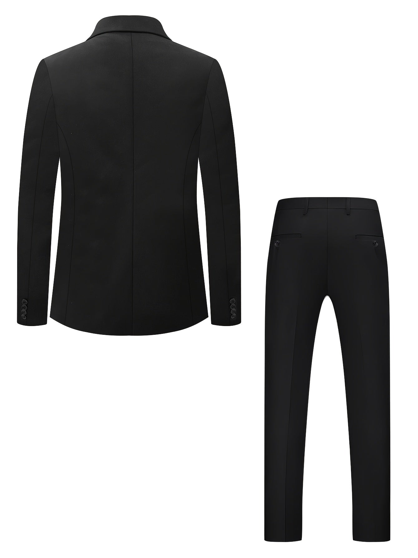 Men's Polyester Suit Set with Jacket & Trousers for Business Casual