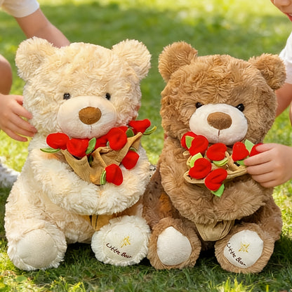 29.97cm Adorable Plush Bear with Hat & Rose - Soft / Stuffed Toy Suitable for Christmas, Gifts for,, Cuddly Companion for Bedtime & Decor