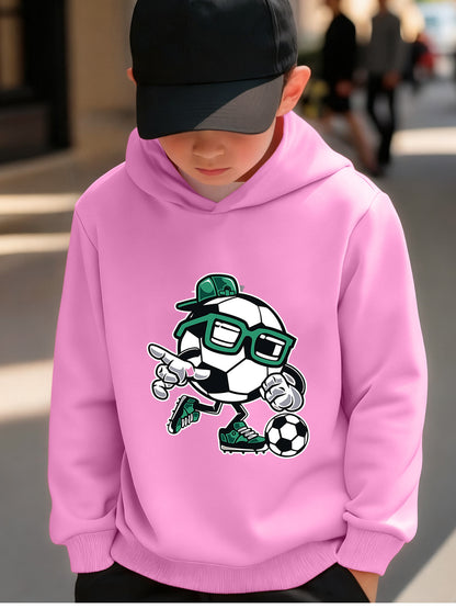 Boys' Cartoon Football Hoodie & Jogger Set - Cotton, Fall/Winter