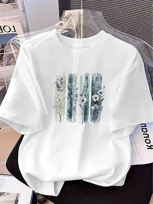Women's Watercolor Floral Cotton T-Shirt with Inspirational Quote - ayq