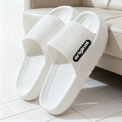 New Fashionable Side Letter Decals, Casual and Simple Original Design, Round Toe, Breathable EVA Material, Anti-Slip and Odor-Resistant, Indoor/Outdoor Slippers for Home Use - ayq