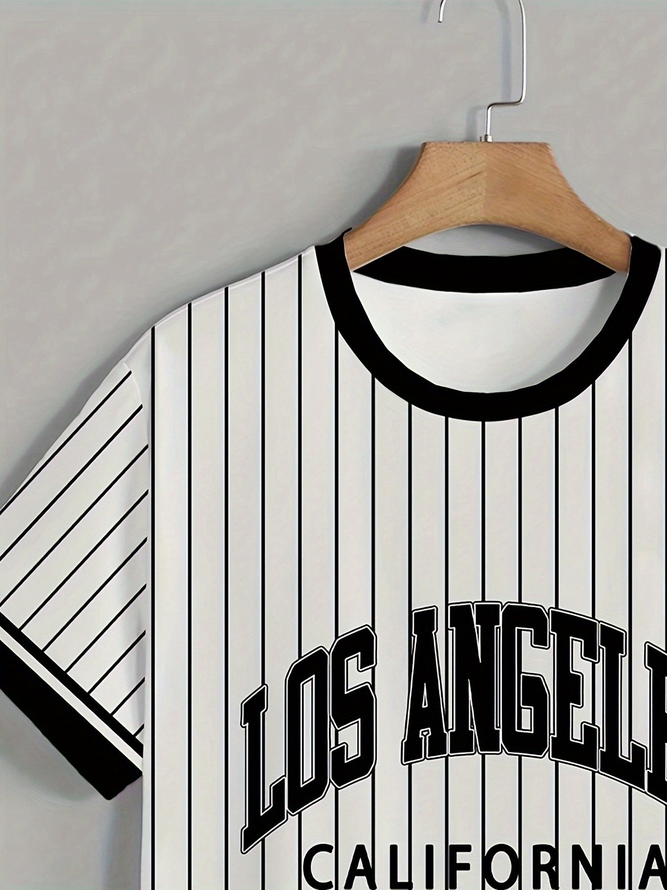 Men'S Los Angeles California Striped T-Shirt - Casual Short Sleeve Crew Neck, Breathable Summer Outdoor Sports Top, White with Black Letter Print, Regular Fit Tee for Casual Attire, Breathable Clothing   California Pride Shir