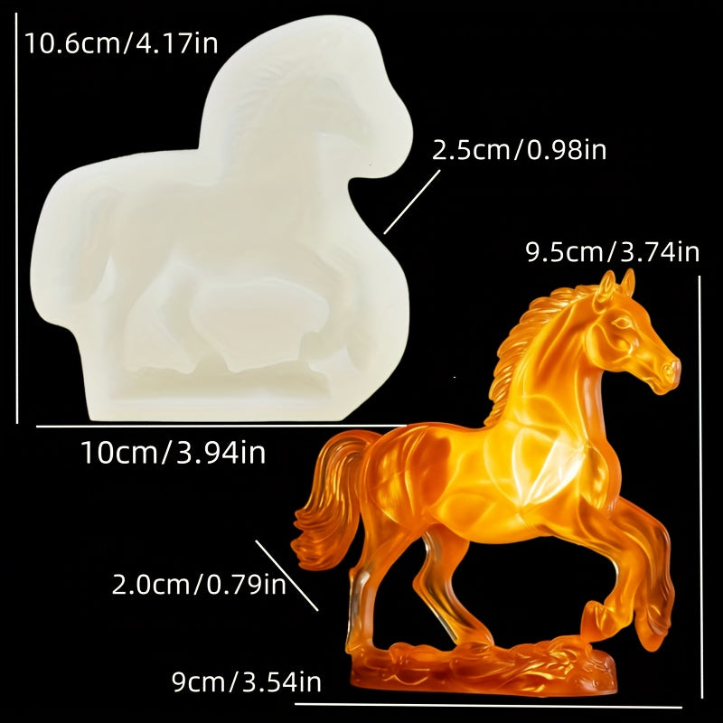 Running Horse Silicone Mold - Dynamic Running Horse Design with Expressive Eyes & Mane, for Candle, Resin, Concrete, Cement, Gypsum Crafts - Reusable Non-Toxic Mold for Home Decor, Birthday, Wedding, New Year'S Gift - Compati