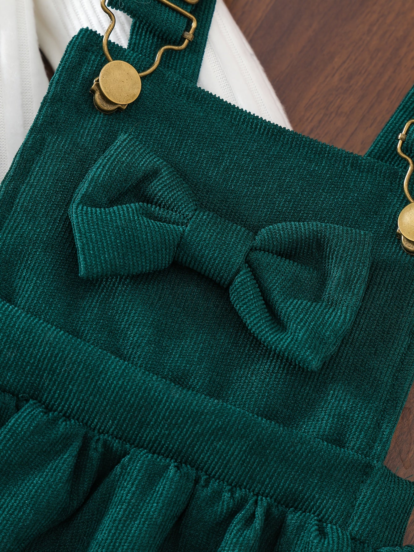 2pcs Baby Winter Outfit Set: Cozy Fluffy Sleeve Smock Dress & A-Line Bow with Collar & Fringe Trim - Soft Warm Clothes for Photoshoots, Christmas (Hand Washable), Perfect for Outdoor