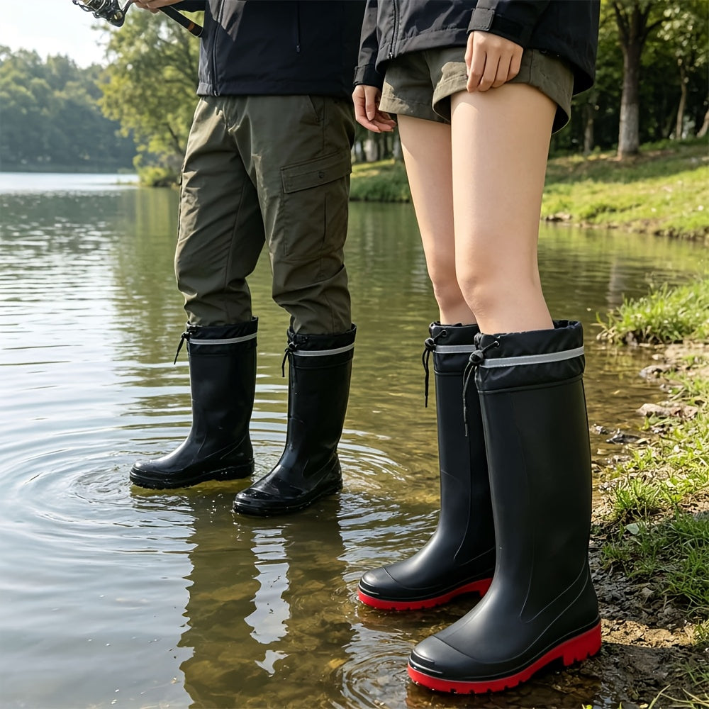 Unisex Drawstring PVC Rain Boots Waterproof and Non-Slip
