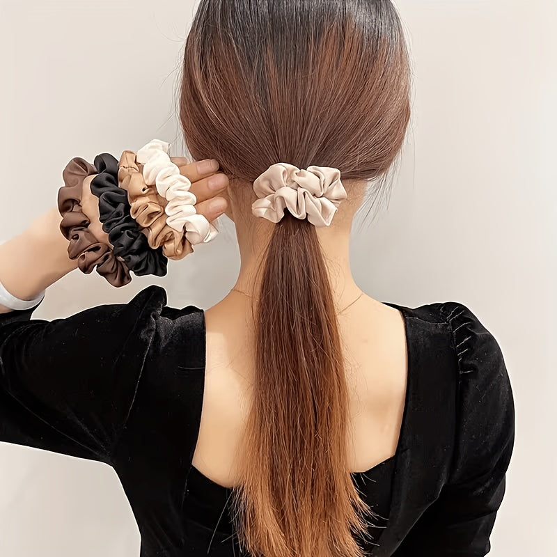 5pcs Vintage-Style Fabric Hair Ties for Women - Elastic Bands