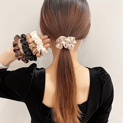 5pcs Vintage-Style Fabric Hair Ties for Women - Elastic Bands