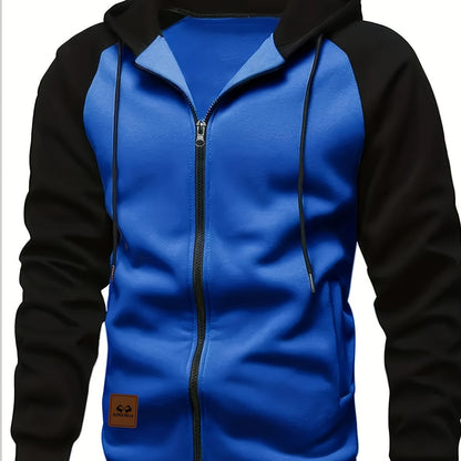 New Men's Colorful Loose Casual Sports Jacket, Zipper Hoodie for Outdoor Use, Simple Autumn Top