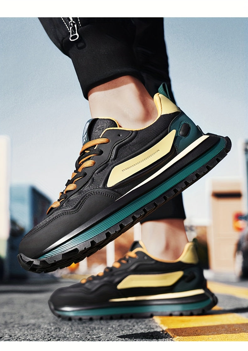 Men's Breathable Casual Sneakers - Trendy Low-Top Lace-Up Sneakers with Soft Rubber Sole, White  Black Design for Spring/Summer, Perfect for Running and Casual Attire, Versatile Running Footwear   Sporty Aesthetic Shoes   Co