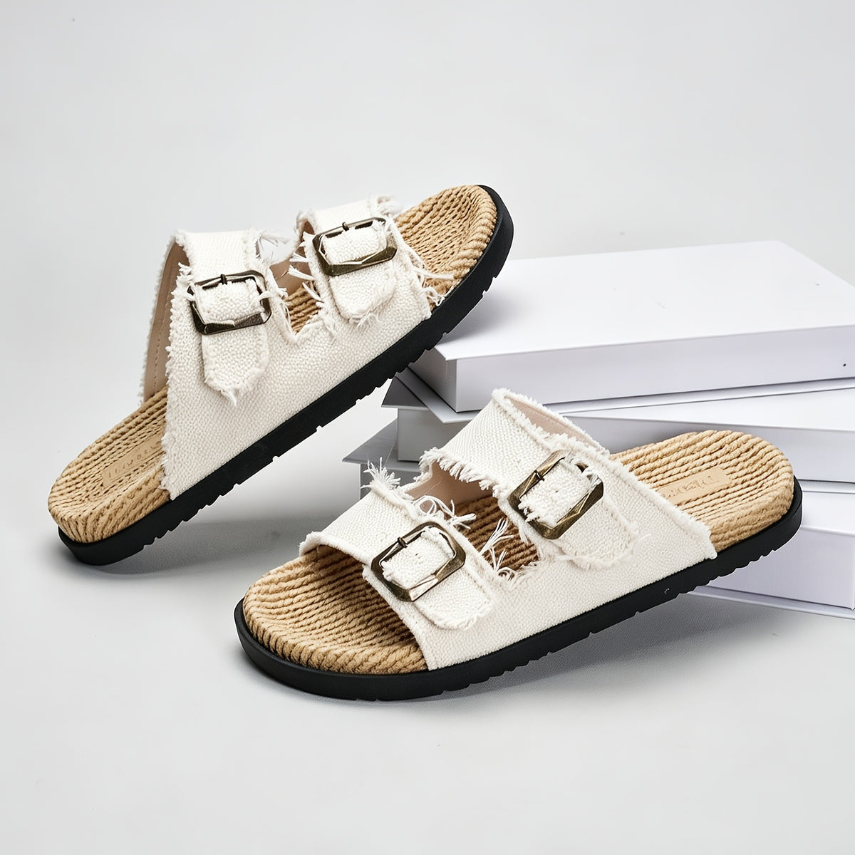 Men's Adjustable Double Buckle Summer Slides with Soft Sole