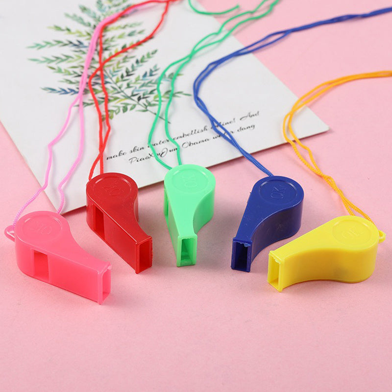 12pcs Colorful Plastic Whistles with Lanyards for Sports & Parties