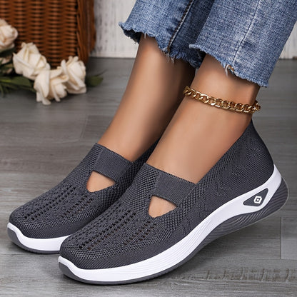 Women’s Lightweight Knit Sneakers with Cut-Out Design, All-Season