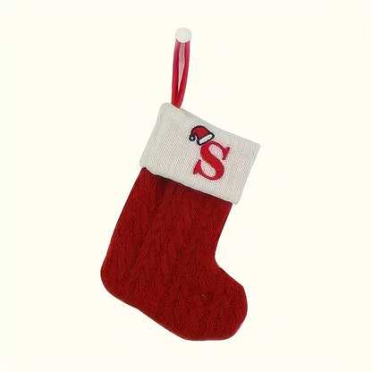 Knitted letter Christmas stockings, Christmas stockings, small Christmas English letter hanging stockings, Christmas stockings, double-sided fireplace hanging stockings, suitable for Christmas party decorations, New Year part