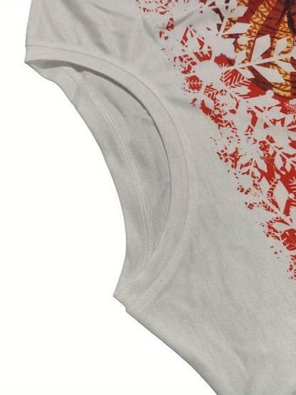 Women'S Red & Christmas Sweater - Long Sleeve Round Neck Winter Warmth with Snowman, Snowflakes & Poinsettia Print - All-Season Casual Pullover for Holiday