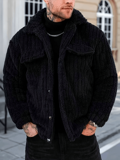Men's Casual Winter Fleece Flannel Jacket with Button Front