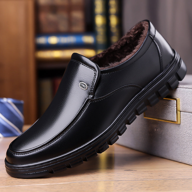 Men's Business Casual Ankle Boots, Winter Light Lined Warm Snow Boots, Slip-on High-Top Design, Versatile Footwear for Daily Office and Outdoor Walking, Non-Slip Thick Sole Walking Shoes