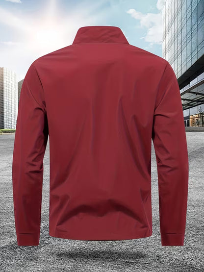 Men’s Casual Windbreaker Jacket with Zipper and Pockets