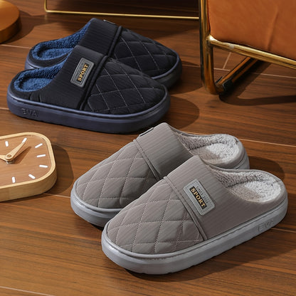 Men's Winter Oversized Slippers with Plush Lining & EVA Sole