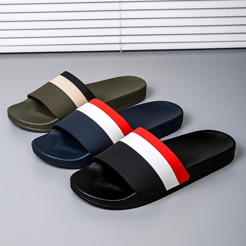 Unisex Striped Quick-Dry Anti-Slip Shower Slippers