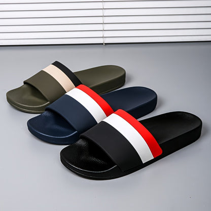 Unisex Striped Quick-Dry Anti-Slip Shower Slippers