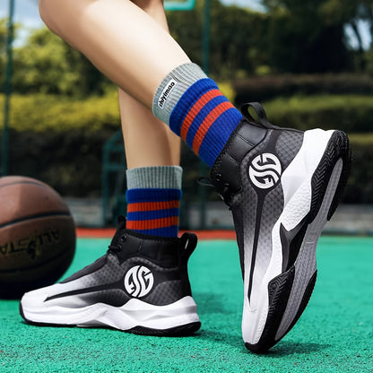 Unisex Fashion Sports Sneakers - Casual Street Athletic Running Shoes with Breathable Fabric Upper, Mid Top Lace-Up, Rubber EVA Sole, All-Season Comfort, Round Toe for Training  Basketball