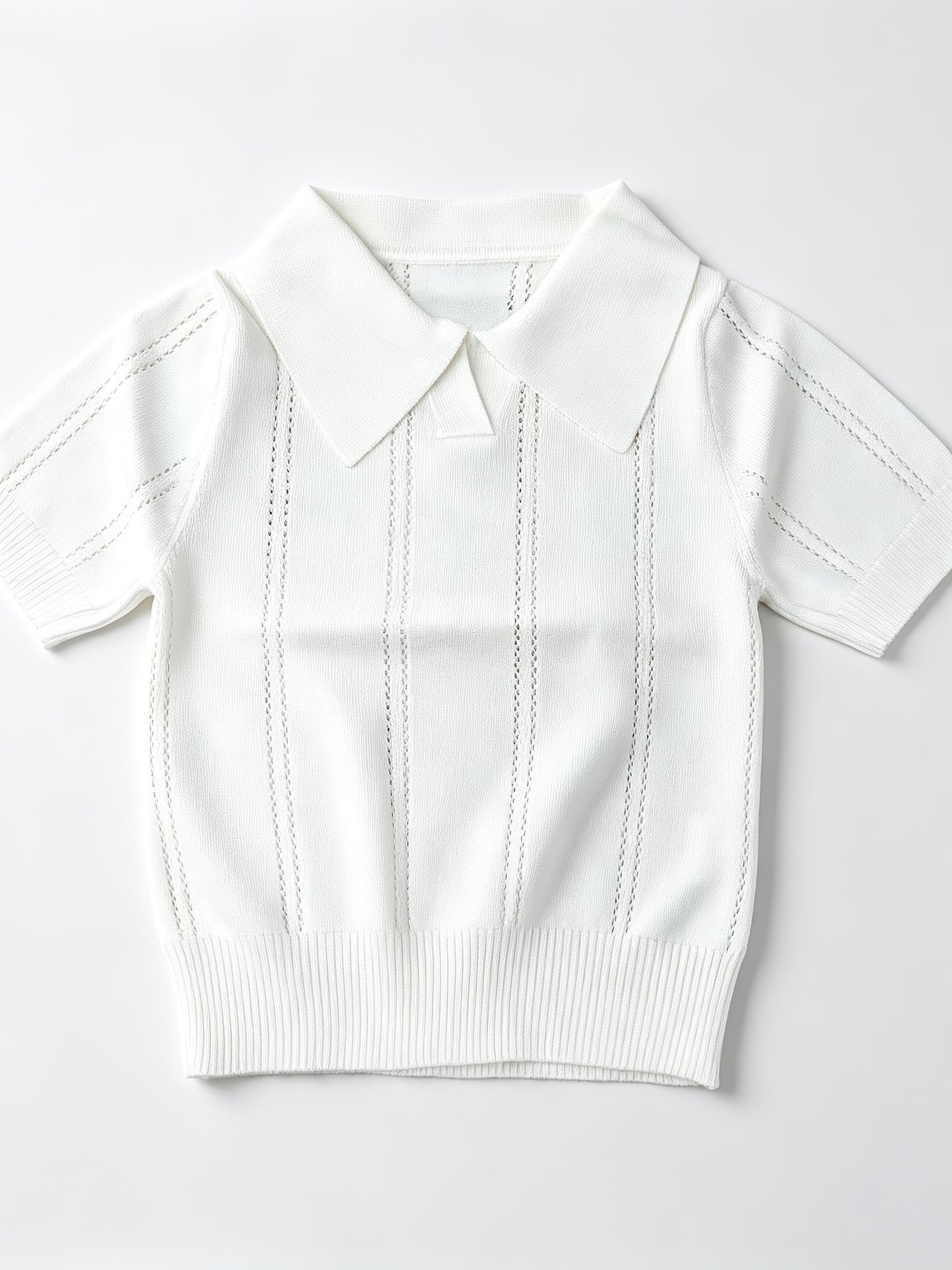 Boys Summer Polo Collar Knit Shirt Breathable Ice Fiber